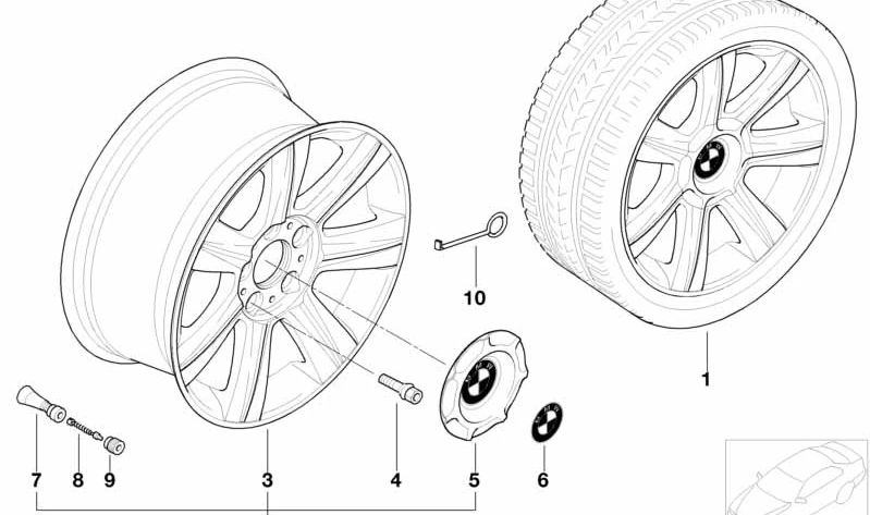 Legierreifen für BMW E36, E46 (OEM 36116755857). Original BMW