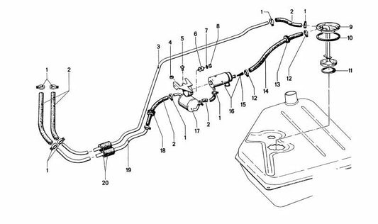 OEM Rubber Roads 16121107262 for BMW E10, E12, E21, E23, E24, E28, E30, E31, E32, E34, E36, E38, E39, E46, E53, E60, E61, E65, E66, E83, E85, E87, E90, E91, E92, E93, Z1, Z1, Z1, Z1, Z1, Z1, Z1. Original BMW.