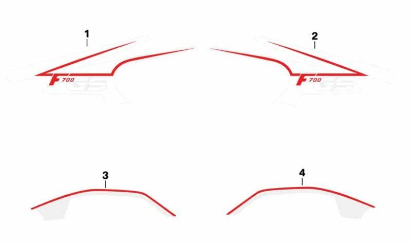 Bandas decorativas derechas OEM 51148551858 para motos BMW F 700 GS (2012-2016). Original BMW Motorrad.