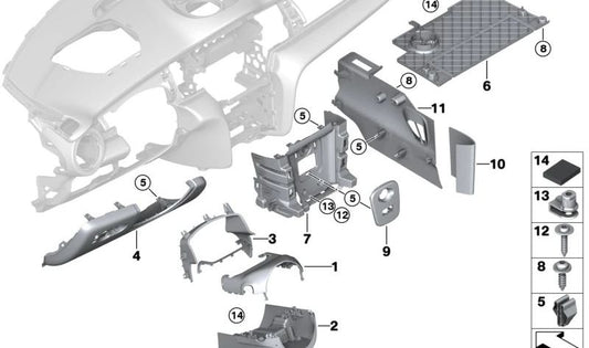 Deflector de la columna de dirección izquierda OEM 51459891234 para MINI F56 LCI, F55 LCI, F57 LCI, F56 BEV LCI, F57 BEV. Original MINI.