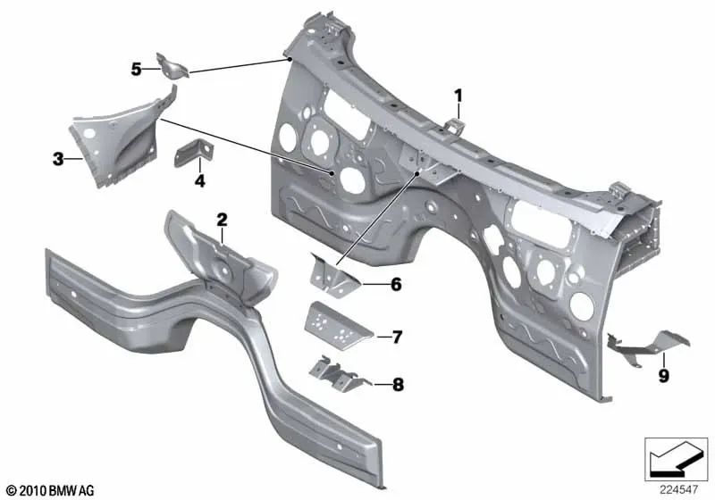 Supporto del sistema del tergicristallo esterno destro per la BMW F25, F26 (OEM 41117267108). BMW originale.
