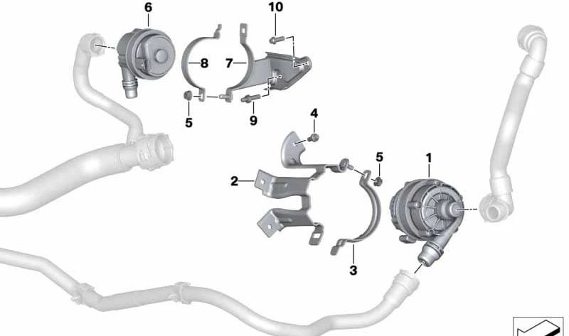 Soporte para bomba de agua eléctrica OEM 11517935153 para BMW G42, G20, G21, G22, G23, G26, G01, G02, G05, G06, G07, G29. Original BMW.