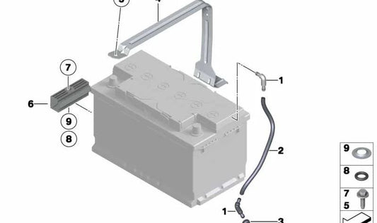 Soporte de batería OEM 61217609962 para BMW F07, F10, F11, F06, F12, F13. Compatible con versiones diésel y gasolina. Pieza original BMW.