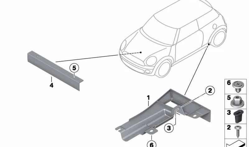 Deflector izquierdo OEM 51711502918 para MINI R50, R53, R56, R56 LCI, Cabrio R52, Cabrio R57, Cabrio R57 LCI, Coupé R58, Roadster R59. Original MINI.