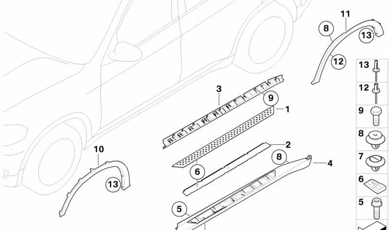 Pieza de soporte para estribo izquierdo para BMW X5 E70 (OEM 51777207197). Original BMW