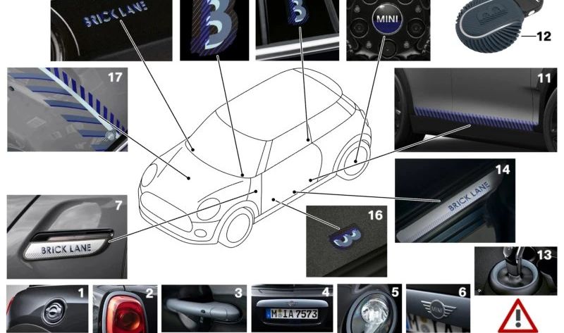 Anillo embellecedor consola central interior Frozen Blue OEM 51165A45BD0 para MINI F56, F55, Clubman F54, Cabrio F57, Countryman F60... y más. Original MINI.