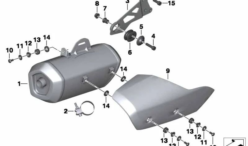 Cubierta para silenciador catalizador OEM 18227725259 para motos BMW C 650 GT (K19). Original BMW Motorrad.