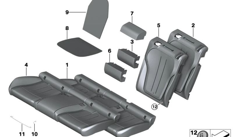 Peça de espuma do encosto esquerdo para BMW X6 F16, F86 (OEM 52207327953). BMW original