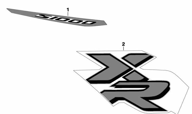 Inscripción izquierda "S1000 XR" OEM 51149443431 para moto BMW S 1000 XR (K69) 2018-2023. Original BMW Motorrad.