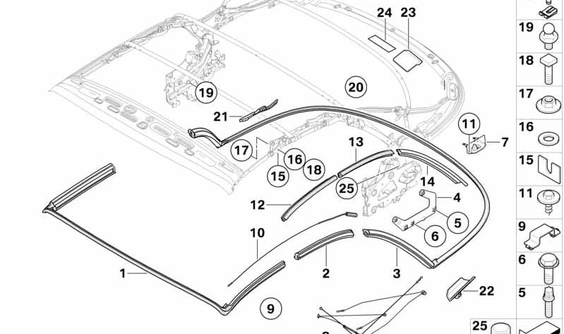 Inserto de Junta para Abrazadera Tensora para BMW Serie 1 E88 (OEM 54347208681). Original BMW