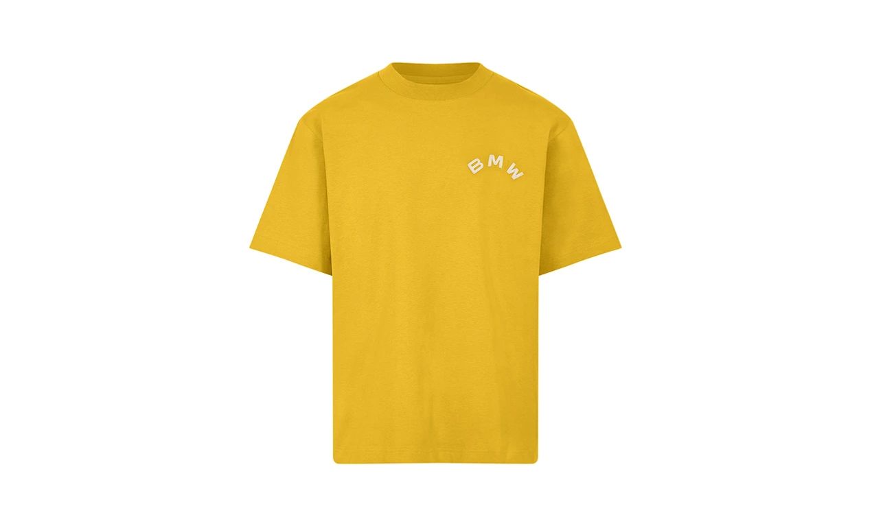 Camiseta BMW ARC color amarillo con logo frontal OEM 80145B4C7F5 para BMW. Original BMW. Ideal para fans de BMW que buscan ropa oficial y cómoda. Disponible en varias tallas unisex.