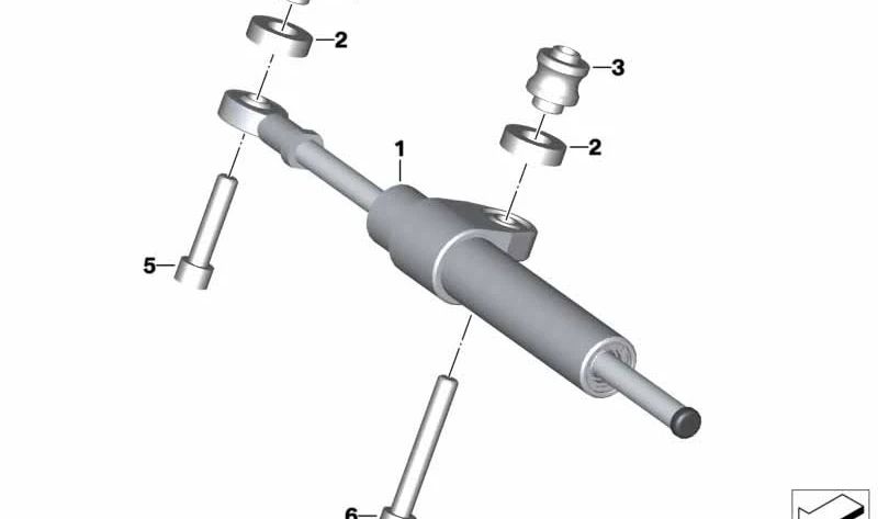 Amortiguador de dirección OEM 32768396339 para motos BMW F 900 R (K83) desde 11/2019. Original BMW Motorrad.
