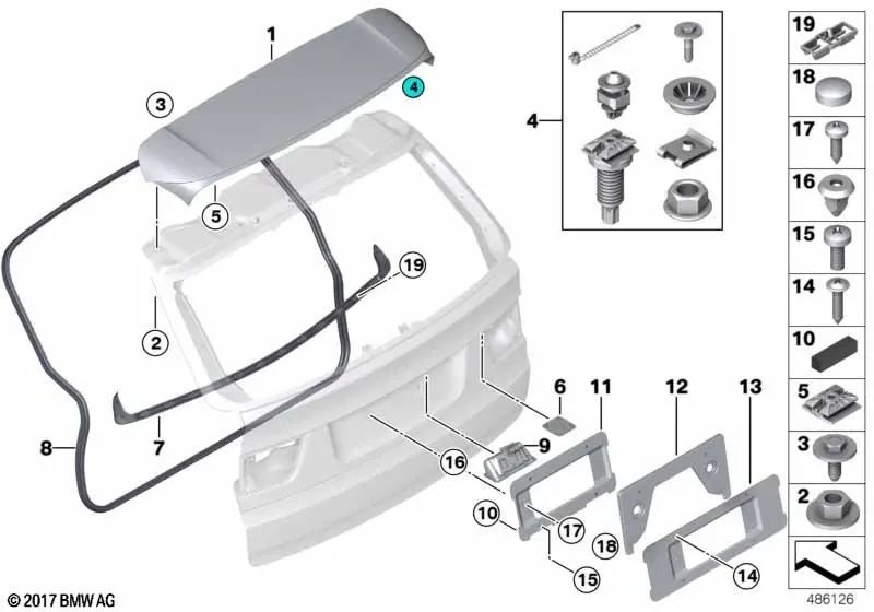 Junta de tapa de portamaletas OEM 51767177284 para BMW X5 E70, E70 LCI. Original BMW.