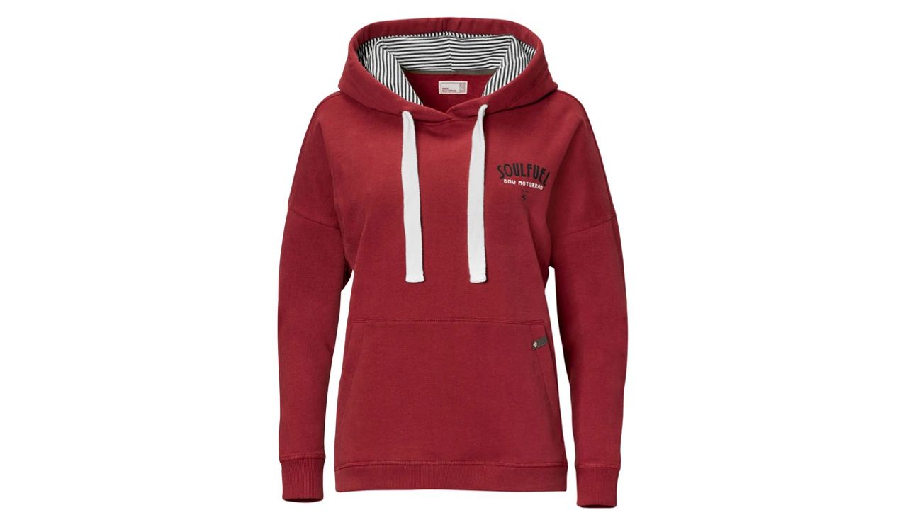 Sudadera con capucha Soulfuel roja talla M OEM 76617109830 para BMW. Original BMW Motorrad.
