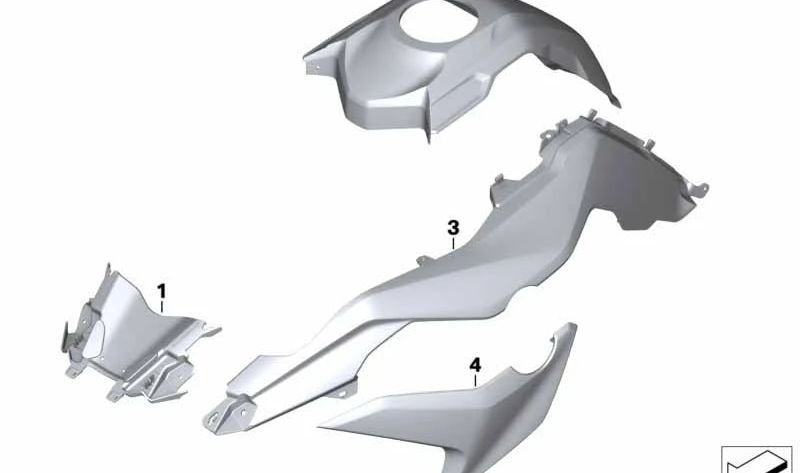Cubierta del depósito centro BLACKSTORM MET. OEM 46619480205 para motos BMW F750GS, F850GS, F800GS, F900GS. Original BMW Motorrad.