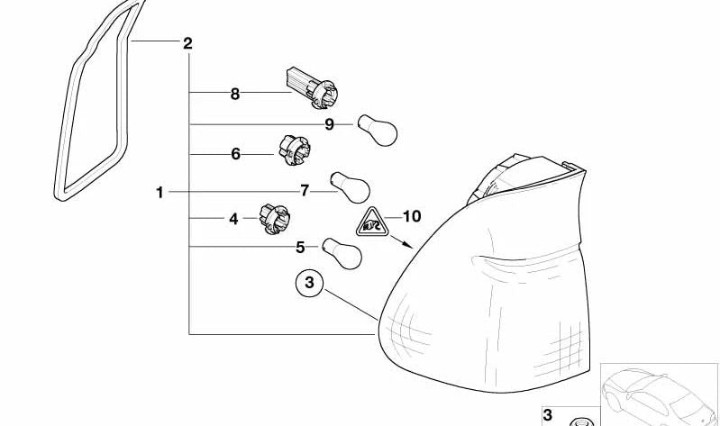 Izquierdo Heck Pilot OEM 63217158391 für BMW x5 E53. Seitenkörper hinten. Original BMW Stück.
