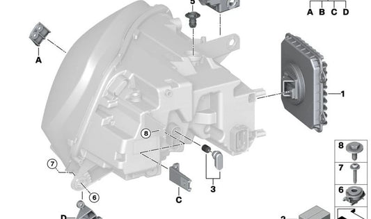 Soporte de faro delantero OEM 63117441309 para MINI Countryman F60, F60 LCI. Original MINI.