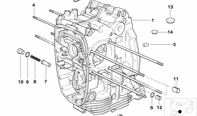 Carter motore per termostato OEM 11111342716 per BMW Motorrad R 850 C, R 1200 C, R 1200 C Montauk, R 1200 C Independent, R 1200 CL. BMW Motorrad originale.