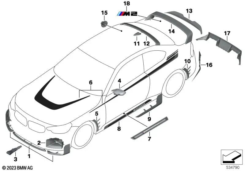 Couvercle de carbone droit opéruza 51168075066 pour BMW G20, G80 M3, G42, G87 M2, G82 M4, G26 I4 ... et plus. BMW d'origine.