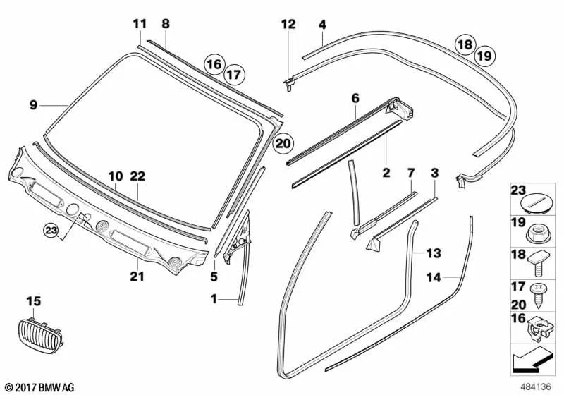 Banda di tenuta della porta sinistra per la BMW 1 E88 Serie (OEM 51767164993). BMW originale.