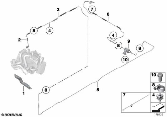 Tubería de combustible calefacción independiente OEM 64129119172 para BMW Serie 5 F07, F10, F11, Serie 6 F06, F12, F13, Serie 7 F01, F02, F03, F04... y más. Original BMW.