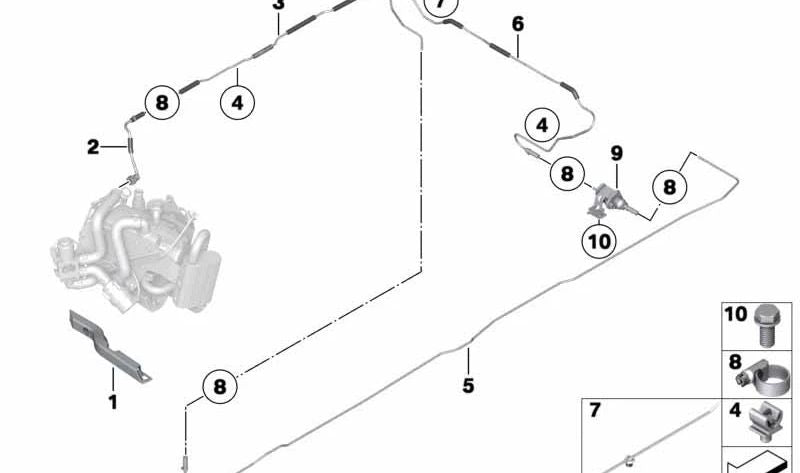 Tubería de succión de combustible OEM 64129324791 para BMW F07, F07N, F10, F10N, F11, F11N, F06, F06N, F12, F12N, F13, F13N. Original BMW.