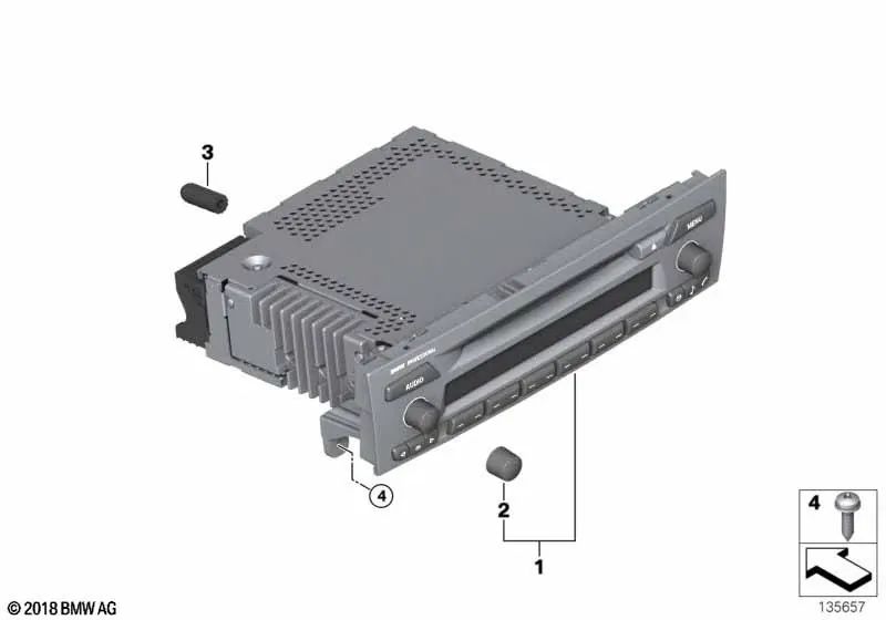 Rádio CD profissional BMW para BMW E81, E82, E87N, E88, E90N, E91N, E92N, E93N, E84, E89 (OEM 65129343204). BMW originais.