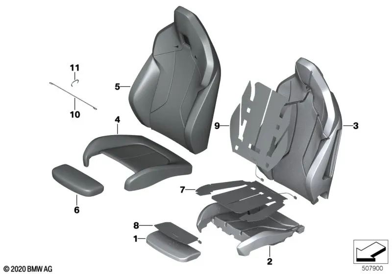 Teil der BMW Seat Foam Series 1 F40, Serie 2 F44, X2 F39, Z4 G29 (OEM 52109460859). Original BMW