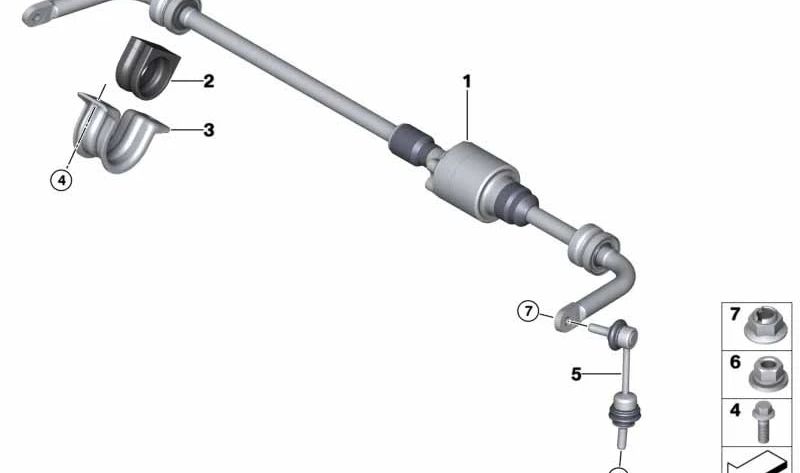 Heckstabilisator (Pendelstotz) OEM 33556857626 für BMW X5 (E70, F15, F85) und BMW X6 (E71, E72, F16, F86). Original BMW.