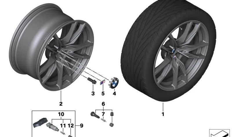 Tire en alliage orbitgrey pour BMW G80, G82 (OEM 36108093831). BMW d'origine