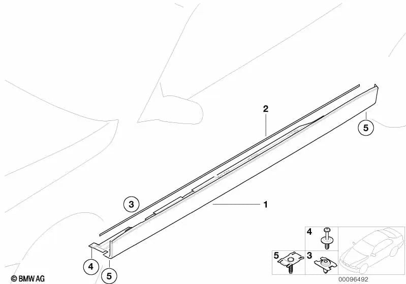 Rechte Rockabdeckung für BMW E38 (OEM 51718240426). Original BMW