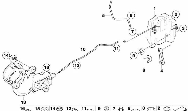 Maneta abrepuerta interior izquierda cromada OEM 51417115341 para MINI R50, R53, Cabrio R52. Original MINI.