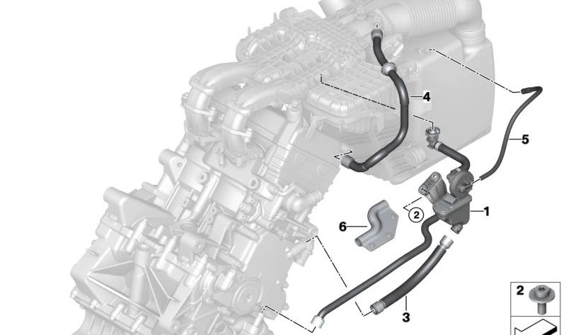 Tubo de retorno de aceite OEM 11158545789 para BMW i3 (I01, I01N). Compatible con sistema de ventilación del cárter. Original BMW.