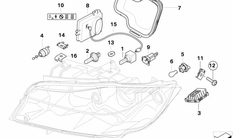 Caperuza faro Xenon izquierdo OEM 63117159568 para BMW Serie 3 E90, E91. Original BMW.