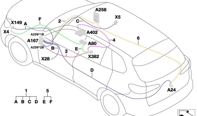 Cable Ethernet OEM 61118715389 para BMW X5 {F95, F95N, G05, G05N, G18, G18N}, X6 {F96, F96N, G06, G06N}, y X7 {G07, G07N}. Original BMW.
