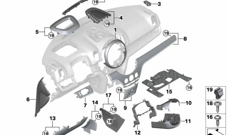 Embellecedor lado acompañante Piano Black OEM 51459350472 para MINI Countryman F60, F60 LCI. Original MINI.