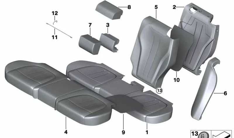 Funda de asiento en cuero climatizado color aragonbraun OEM 52208062326 para BMW F85. Repuesto original BMW.