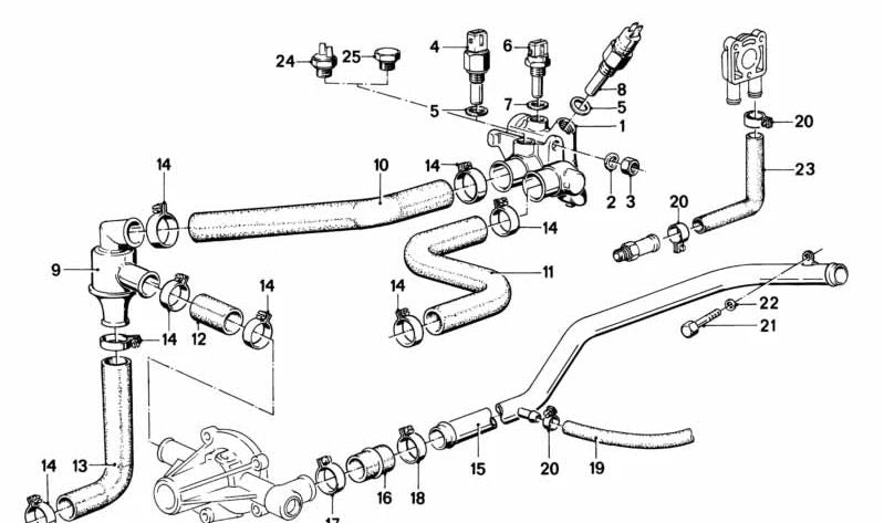 Manguera de agua OEM 11531705566 para BMW Serie 3 (E30), Serie 5 (E28). Original BMW.
