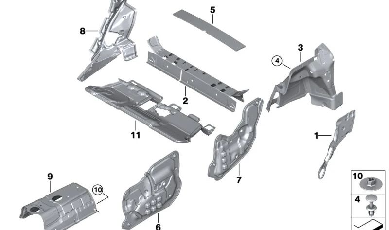 Aislante acústico suelo trasero OEM 51487323076 para BMW F45, F48 y MINI F60 (todos los modelos compatibles). Original BMW y MINI.