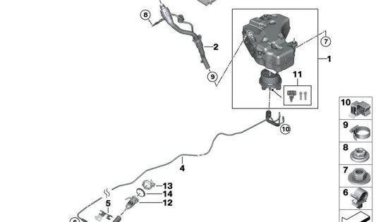 Depósito SCR activo OEM 16199884894 para BMW G01, G02. Original BMW.