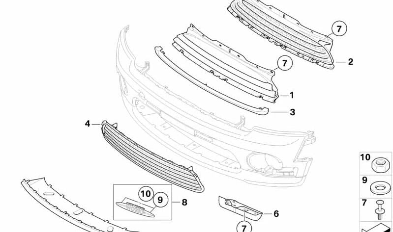 Espoiler central OEM 51117188608 para MINI R56, R56 LCI, Clubman R55, Cabrio R57... y más. Original MINI.