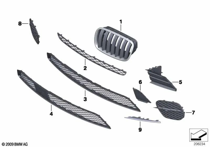 Franja de adorno derecha OEM 51117222848 para BMW X5 E70 (04/2010-06/2013) en aluminio mate. Original BMW.