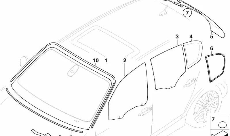 Fixed Crystal Linkstür OEM 51347070373 für BMW E87, E87N. Original BMW.