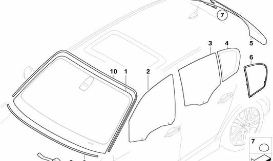 Fixed Crystal Linkstür OEM 51347070373 für BMW E87, E87N. Original BMW.