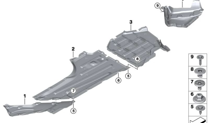 Rivestimento inferiore del serbatoio destro per BMW 3 G80, serie G81, 4 G82, G83 (OEM 51758074610). BMW originale