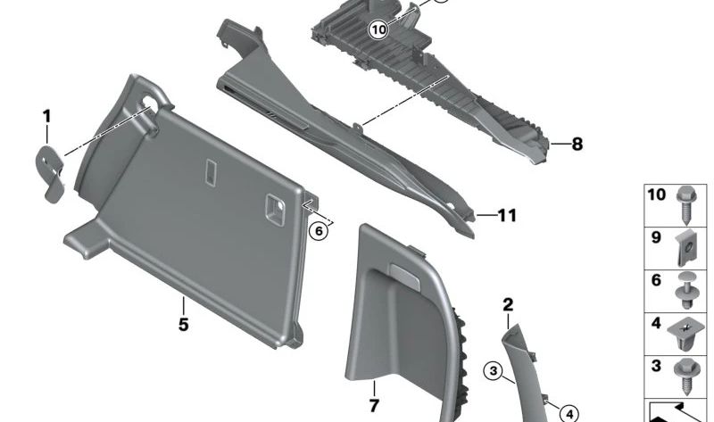 Rechte Balkonbeschichtung für BMW F16, F86 (OEM 51477369414). Original BMW.