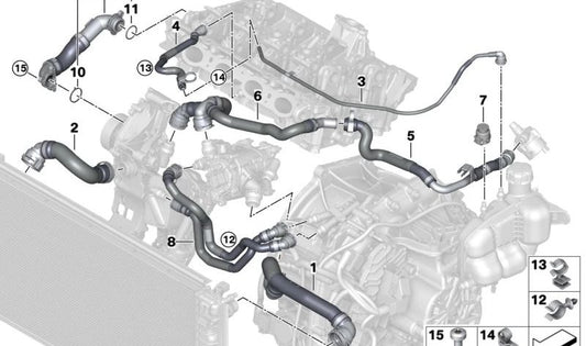 Ölölrohr OEM 17128658491 für BMW F40, F44, F45, F48, F39, F56, F57, F54, F60. Kompatibel mit automatischer Änderung. Original BMW.