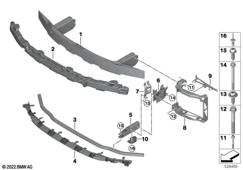 Rear right crossbar for BMW G87, G80, G81, G82, G83 (OEM 51118074896). Original BMW