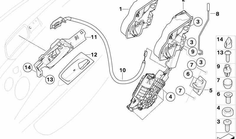 Varilla de apertura puerta trasera izquierda OEM 51227180013 para BMW X6 E71 (xDrive30d, xDrive35d, xDrive35i, X6 M Competition) 2008–2014. Original BMW.