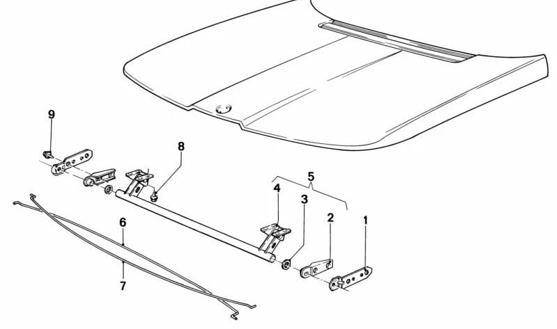 Soporte de capó OEM 41611823020 para BMW E21, E12. Original BMW.